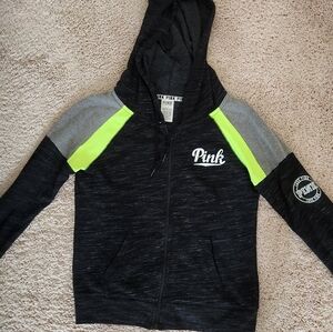 PINK Victoria's Secret Women's Hoodie - Black, Gray, and Neon Yellow